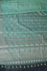 Handwoven Banarasi Kora Silk Saree with Detailed Patterns - Traditional