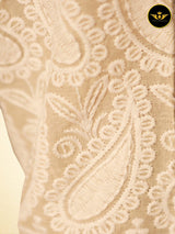 Cotton Fabric Anarkali Chikan Sequence Gown With Dupatta