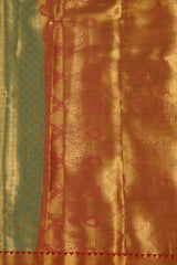 Kanjivaram Elegance: Pure Zari Weaving Saree, Contrast Border |JCSFashions