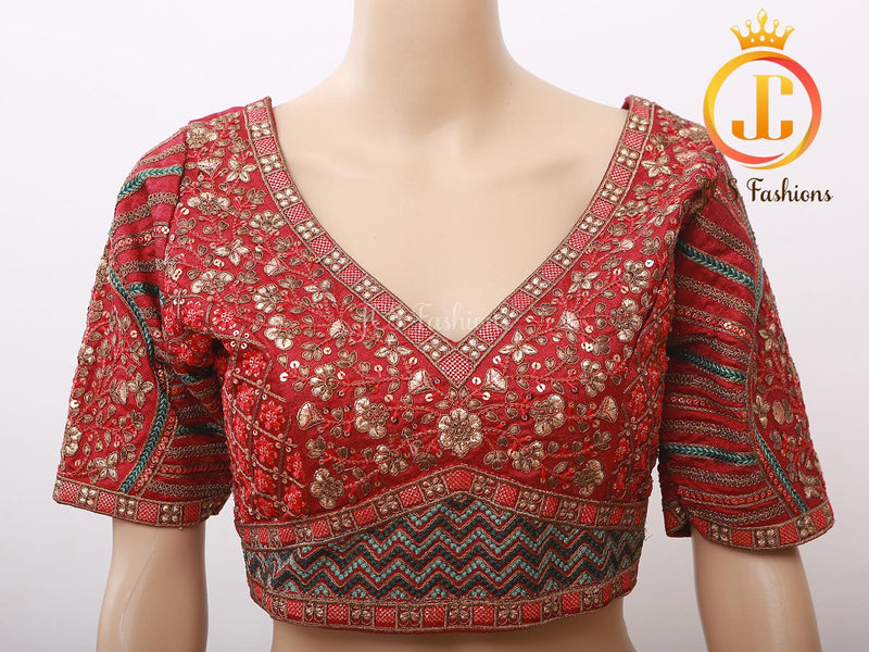 Sabyasachi Style Copper Jari Heavy Embroidery Work Blouse