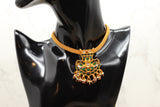Kemp Pendant & Metal Chocker Set - Matte Attigai Pattern in Adjustable