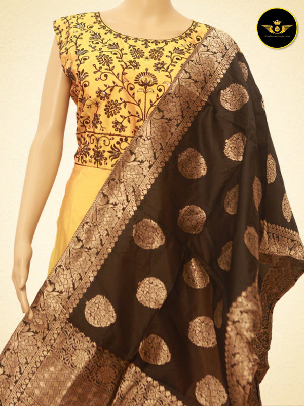 Indian Long Frock with Banarasi Dupatta.