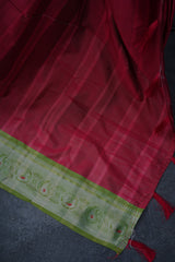 Semi Soft Silk Saree with Silver Weave Border & Complementary Blouse