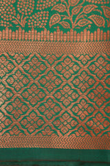 Embose Gold Jall Zari Deepam Pattu Saree with Kanchi Border