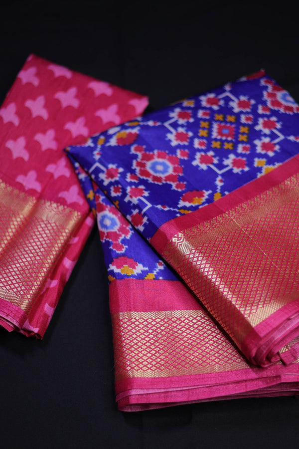 Elegant Ikkat Semi-Silk Saree with Kanchi Zari Borders