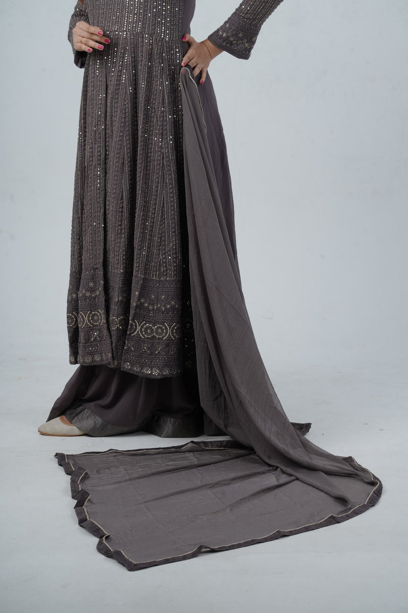 KURTI's Unique Georgette Salwar Suit with Sequins & Embroidery Details