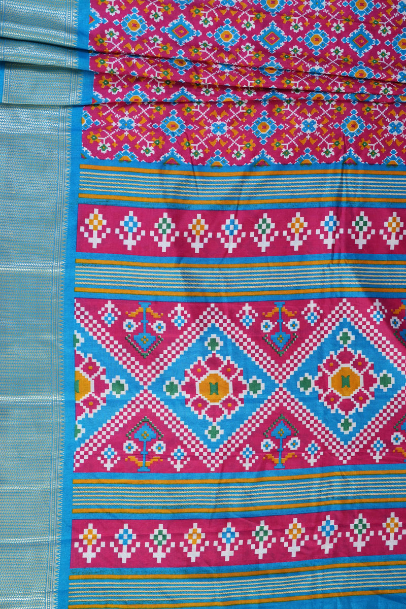 Elegant Kanchipuram Semi Silk Saree with Intricate Ikkat Design