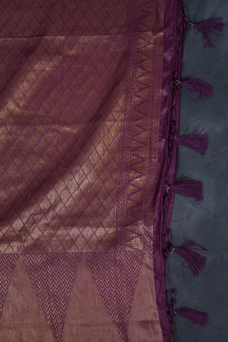 Wine Color Soft Semi-Silk Saree With A stitched Blouse