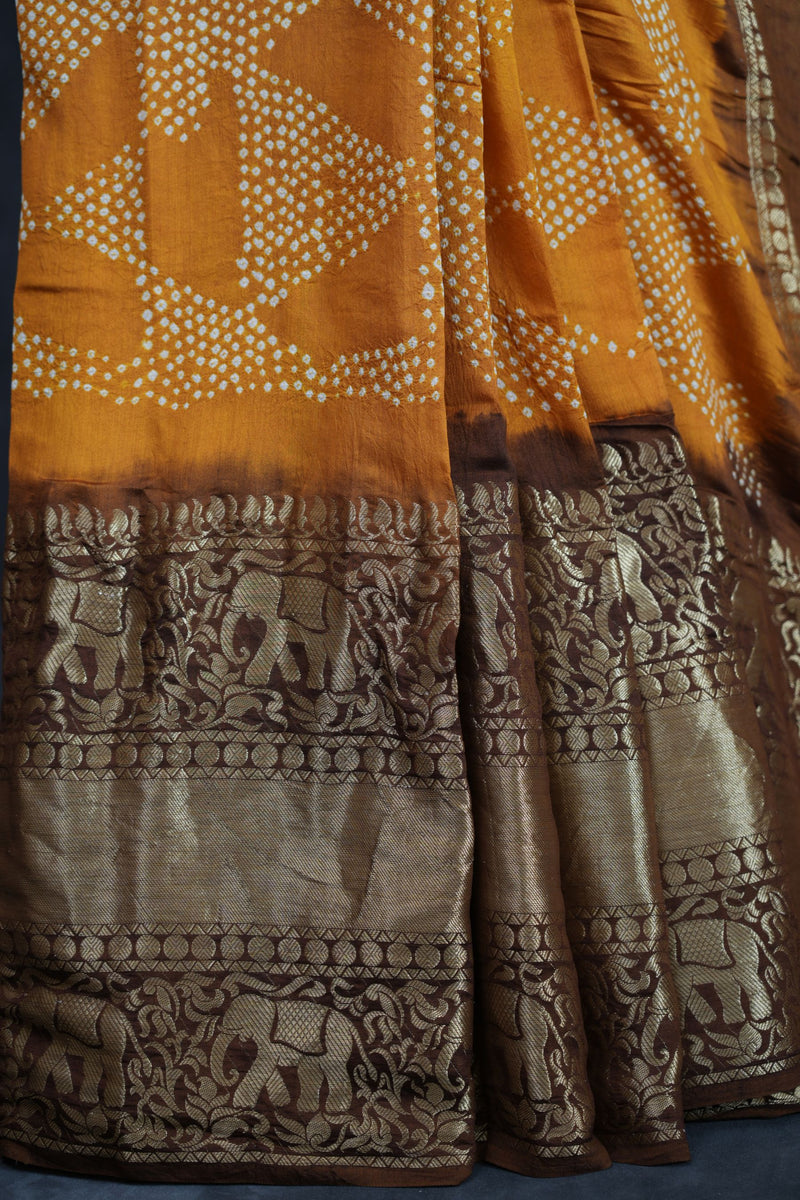 Classic Bandhej Pattern Kanjivaram Silk Saree by JCSFashions