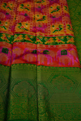 Elegant Soft Ikkat Silk Saree with Pochampally Weave & Kanchi Borders