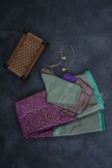 Elegant Banarasi Tissue Saree with Chic Jacquard Blouse