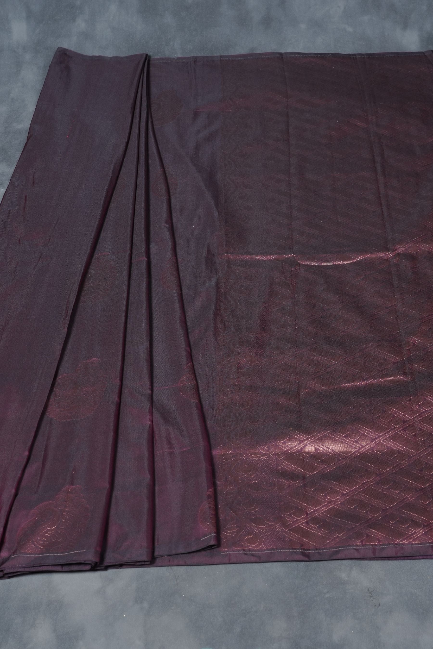 Kanchi Semi Soft Silk Borderless Saree with Grand Pallu & Aari Work Blouse SAREE JCS Fashions