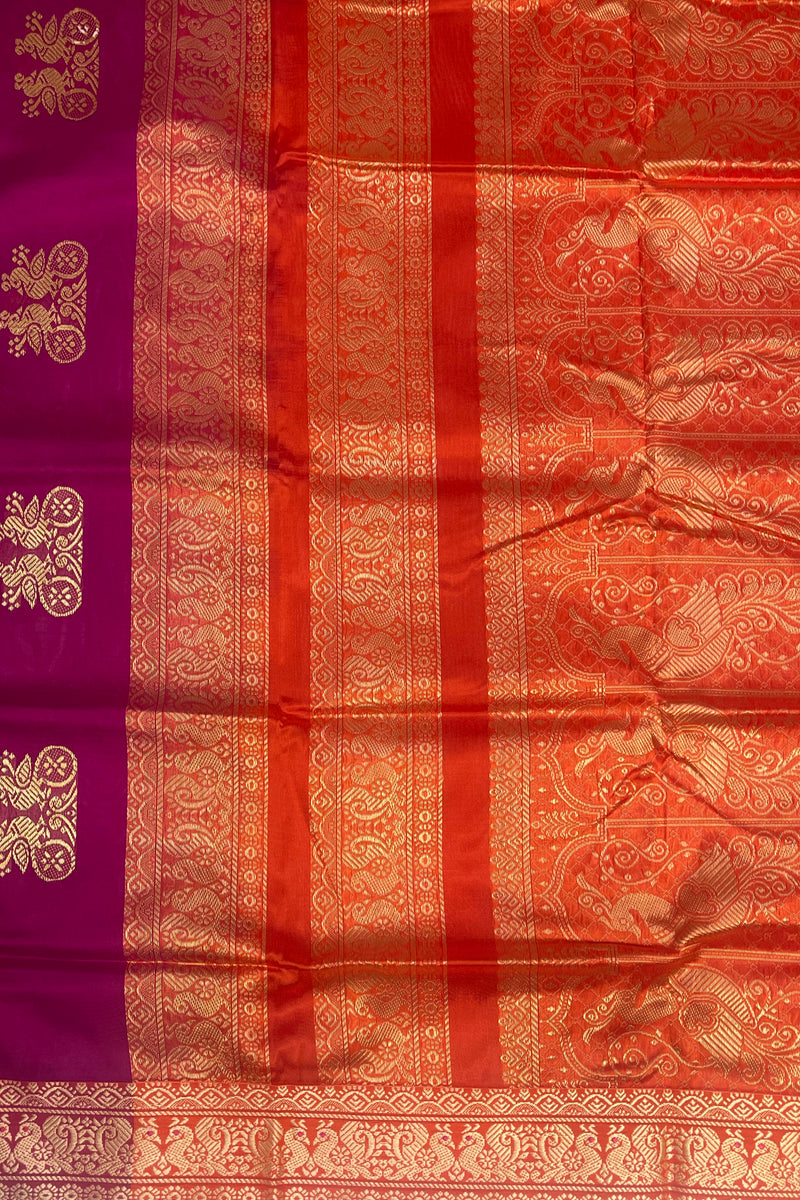Elegant Pure Madurai Silk Saree with Rich Pallu & Running Blouse
