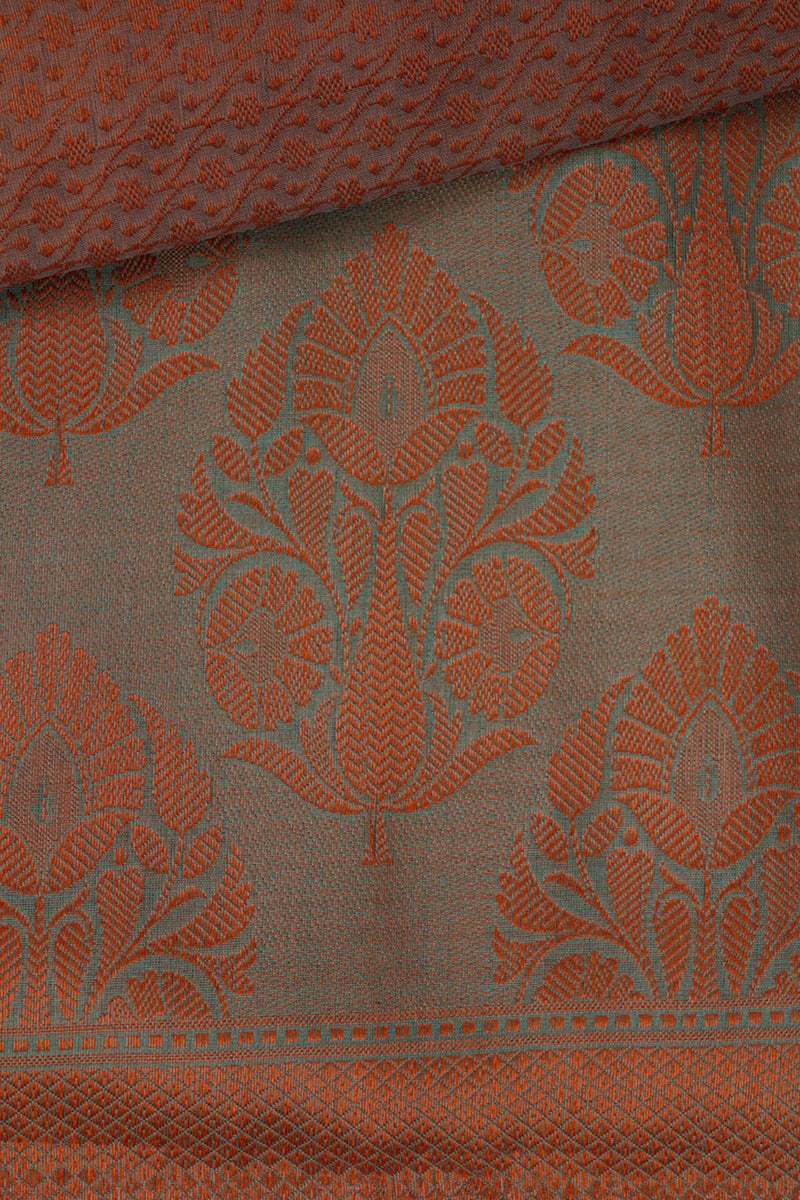 Radiant Banarasi Copper Soft Silk Saree with Designer Contrast Blouse