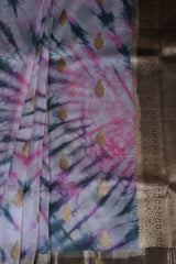Elegant Shibori Print Kora Silk Saree - Tradition Meets Trend