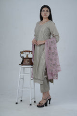 Embroidered Sequin Work Soft Chinnon Salwar Kameez - Elegant and Trendy