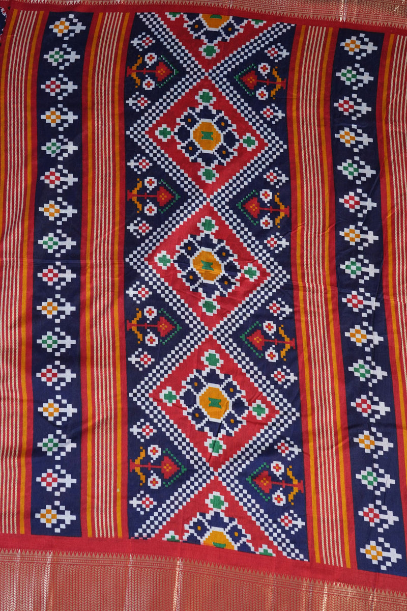Elegant Semi Silk Kanchipuram Saree with Traditional Ikkat Design