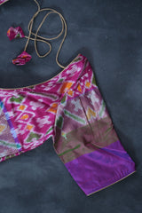 Elegant Gadwal Patola Weaved Border Saree with Kanchi Zari detail
