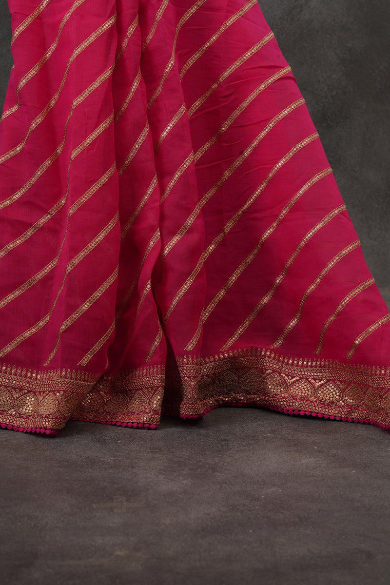 Chic Georgette Organza Saree with Sequin Embroidery & Silk with Blouse