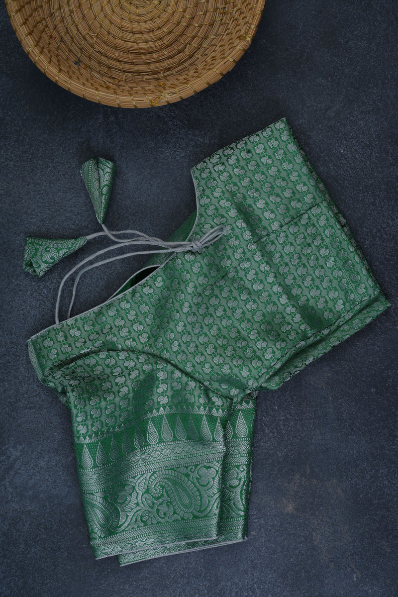Luxurious Dupion Silk Saree with Silver Zari & Customizable Blouse