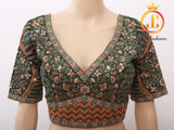Sabyasachi Style Copper Jari Heavy Embroidery Work Blouse