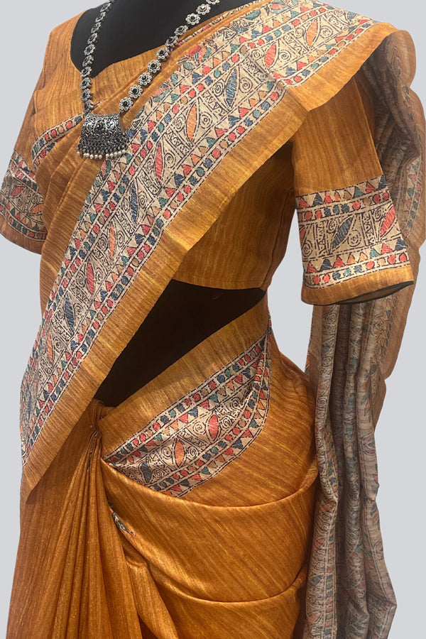 Madhubani Print Silk Saree - Light and Elegant | JCSFashions