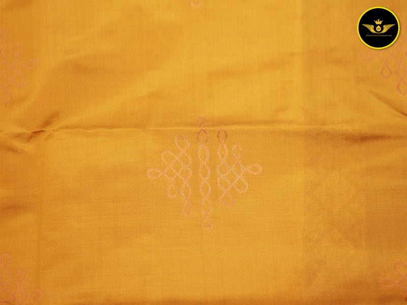 Stunning Rangoli Art Silk Saree with Kolam Design and Contrast Blouse