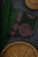 Semi-Soft Silk Saree and Sparkling Silver Weave Border with Blouse