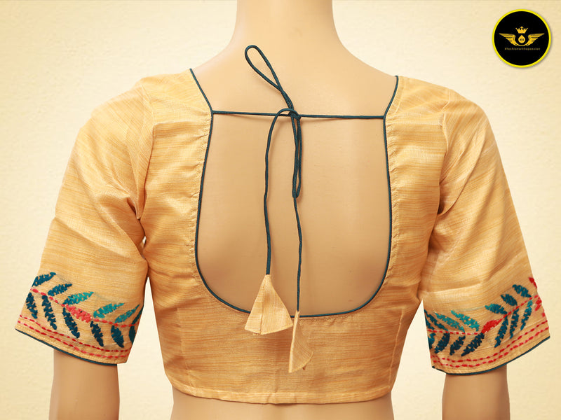 Semi Tusser Silk Hand Kantha Stitch Saree