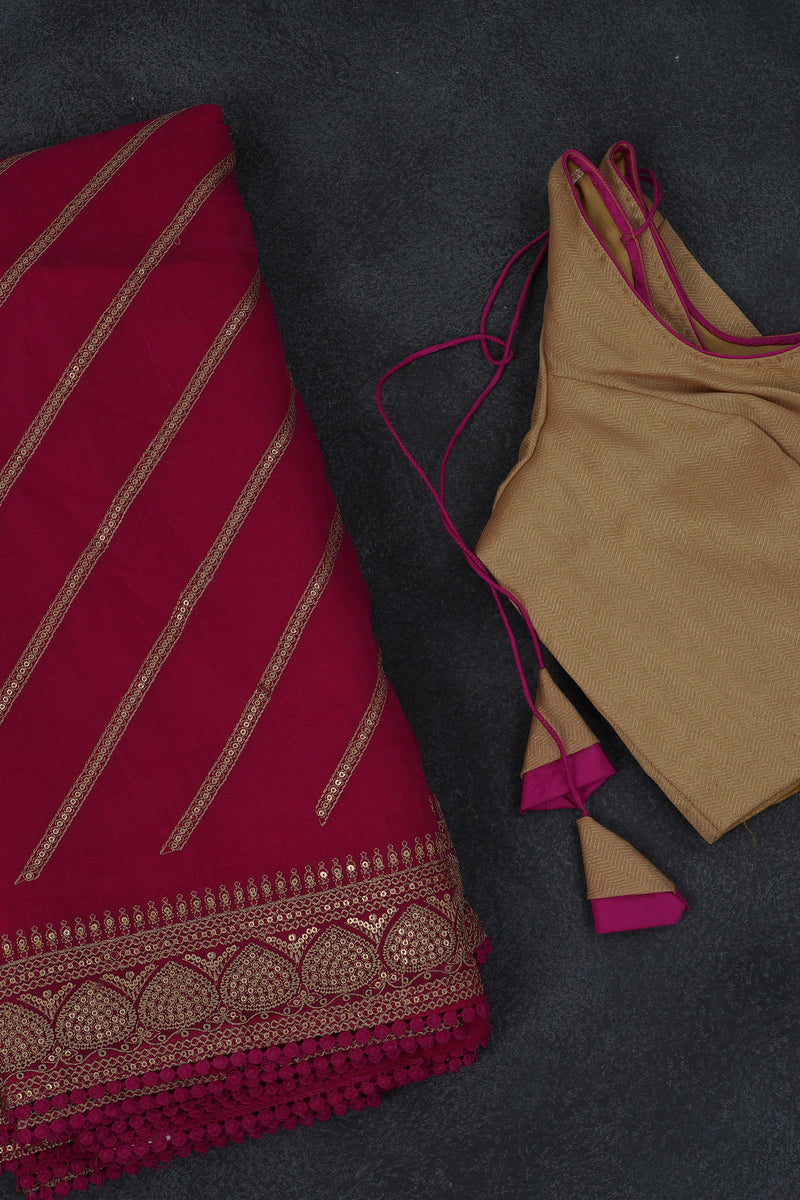 Chic Georgette Organza Saree with Sequin Embroidery & Silk with Blouse