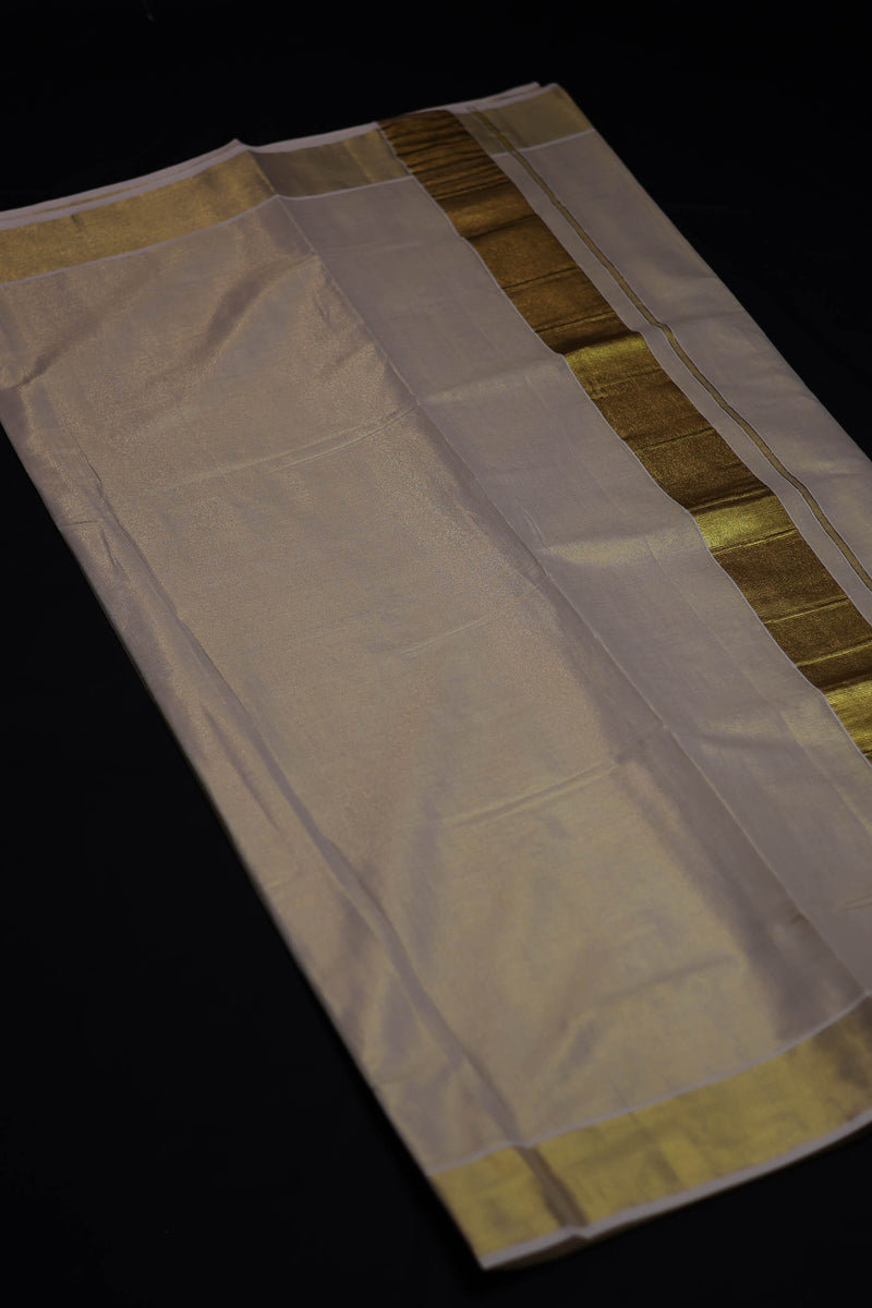 Traditional Kerala Cotton Dhoti, Veshti with gold Zari by JCSFashions - Elegance & Comfort