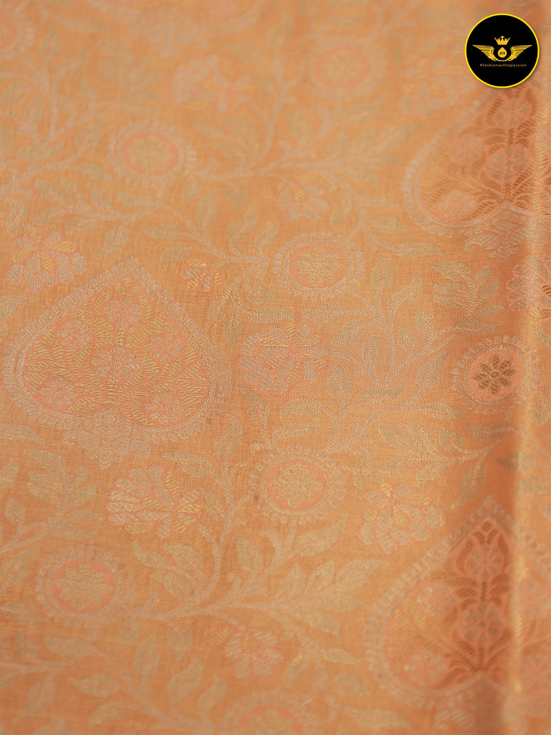 Kanchipuram Semi-Bridal Saree with Dazzling Zari Work throughout