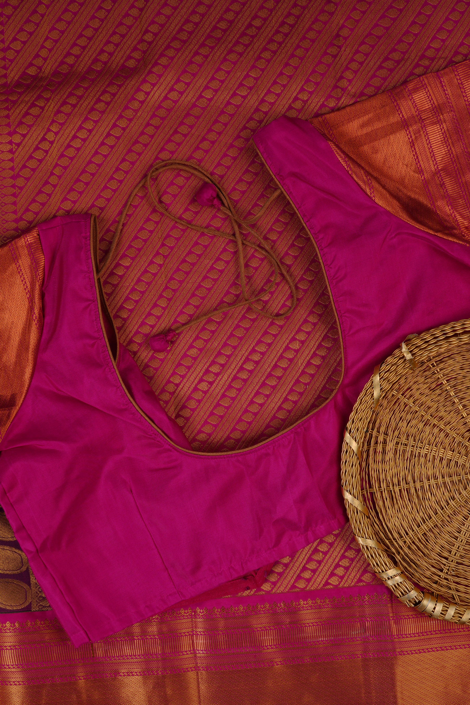 Pure Handloom Silk Saree | Double Warp | with fully Stitched Blouse Saree JCS Fashions