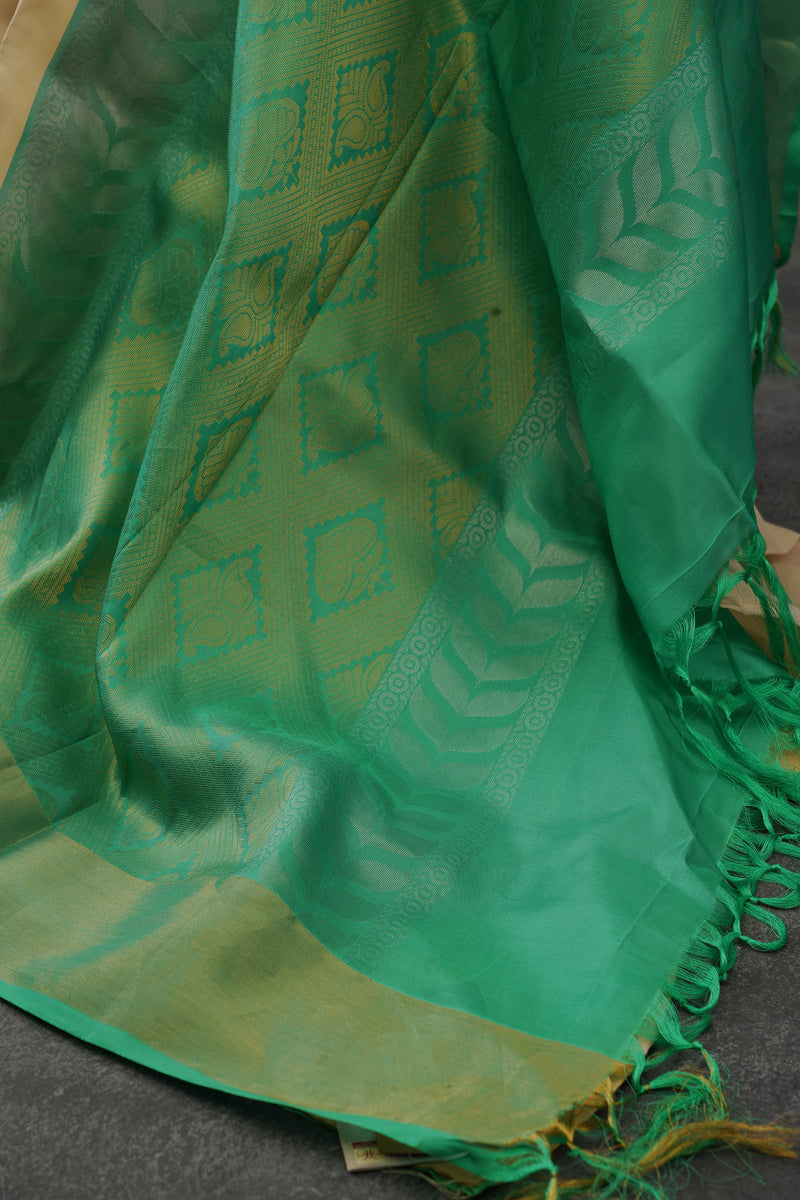 Pure Kanjivaram Soft Silk Saree with Butta Concept and Fully Stitched Blouse