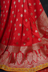 Luxurious Banarasi Soft Silk Saree with Kundan Work Detailing