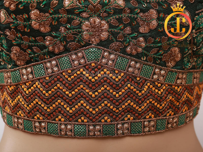 Sabyasachi Style Copper Jari Heavy Embroidery Work Blouse