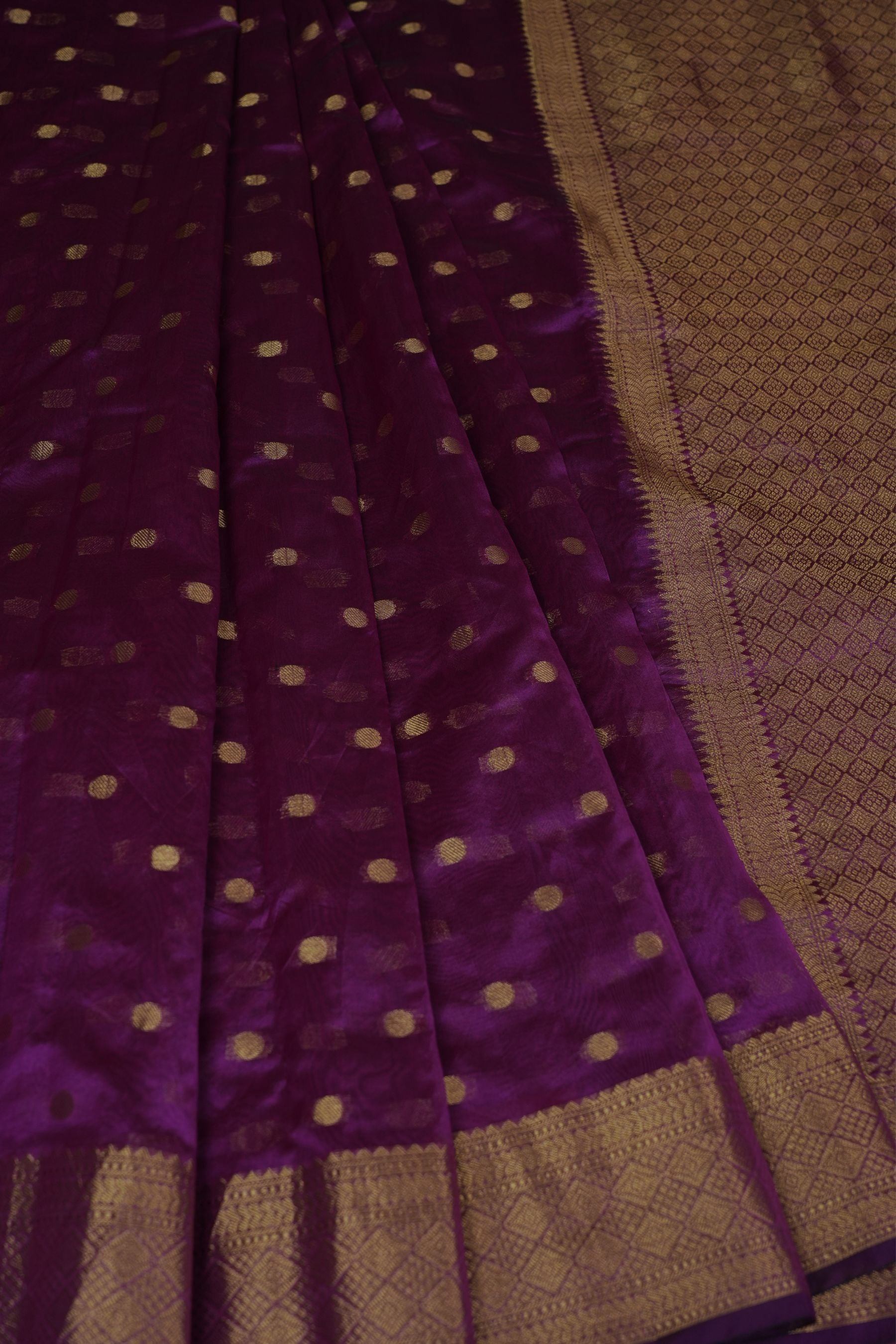 Coin-Inspired Elegance: Raw Silk Saree in Purple, Weaved Border & Blouse SAREE JCS Fashions