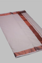 Authentic Kerala Cotton Saree with Rosecopper Zari Border