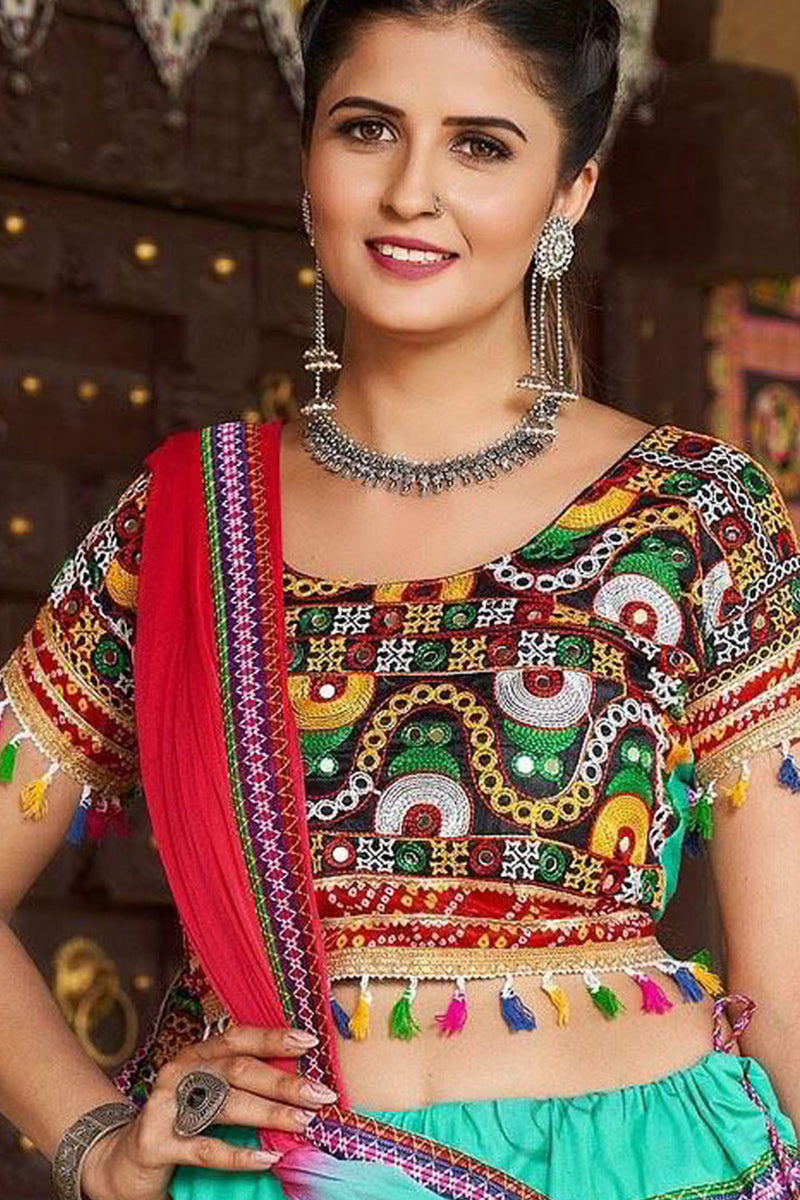 Stunning Designer Party Wear Lehenga | Cotton Fabric | Mirror Work