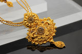 Traditional Matte Gold Chain and Earring Set - Exquisite Temple Jewelry