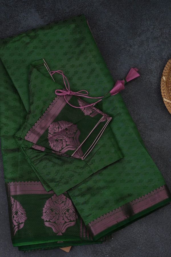 Semi-Soft Silk Saree and Sparkling Silver Weave Border with Blouse