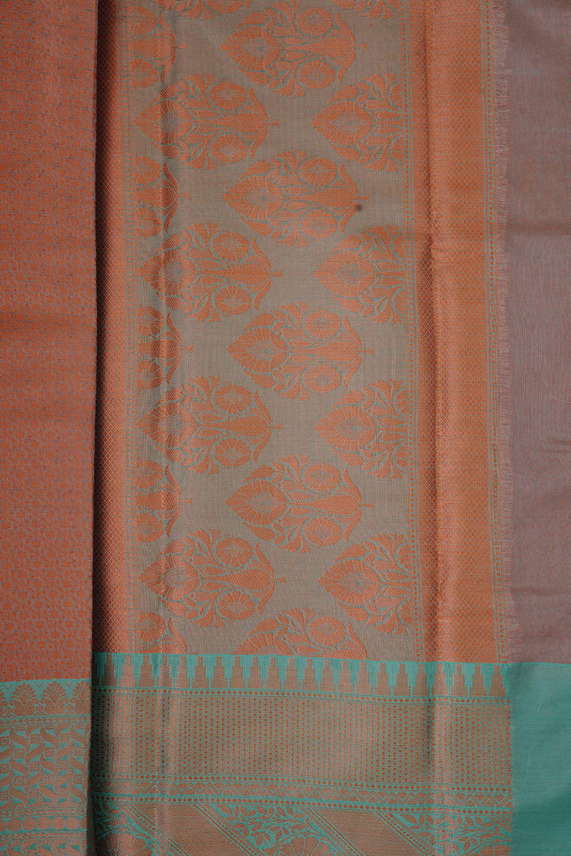 Radiant Banarasi Copper Soft Silk Saree with Designer Contrast Blouse
