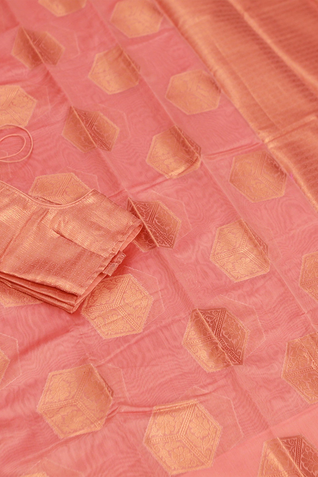 Copper Zari Chanderi Silk Cotton Saree: Elegant Weaving & Rich Texture Saree JCS Fashions Pink 5.5 meters
