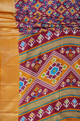 Eccentric Kanchipuram Semi-Silk Saree with Dynamic Ikkat Design