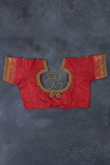 Elegant Ikkat Silk Saree with Luxurious Aari Work Contrast Blouse