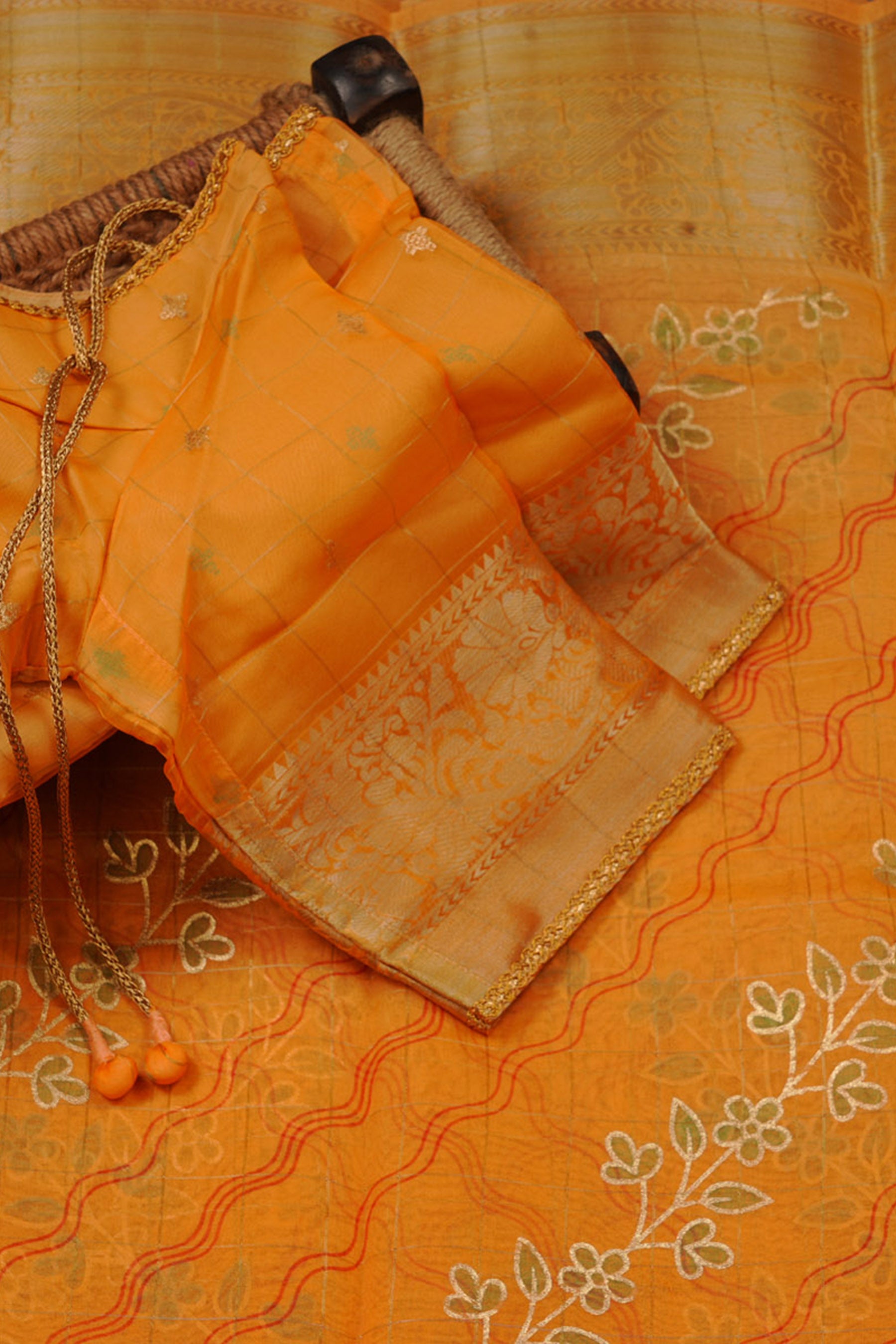Kanchi Organza Saree with Beautiful Kanchi Border and Stitched Blouse SAREE JCS Fashions