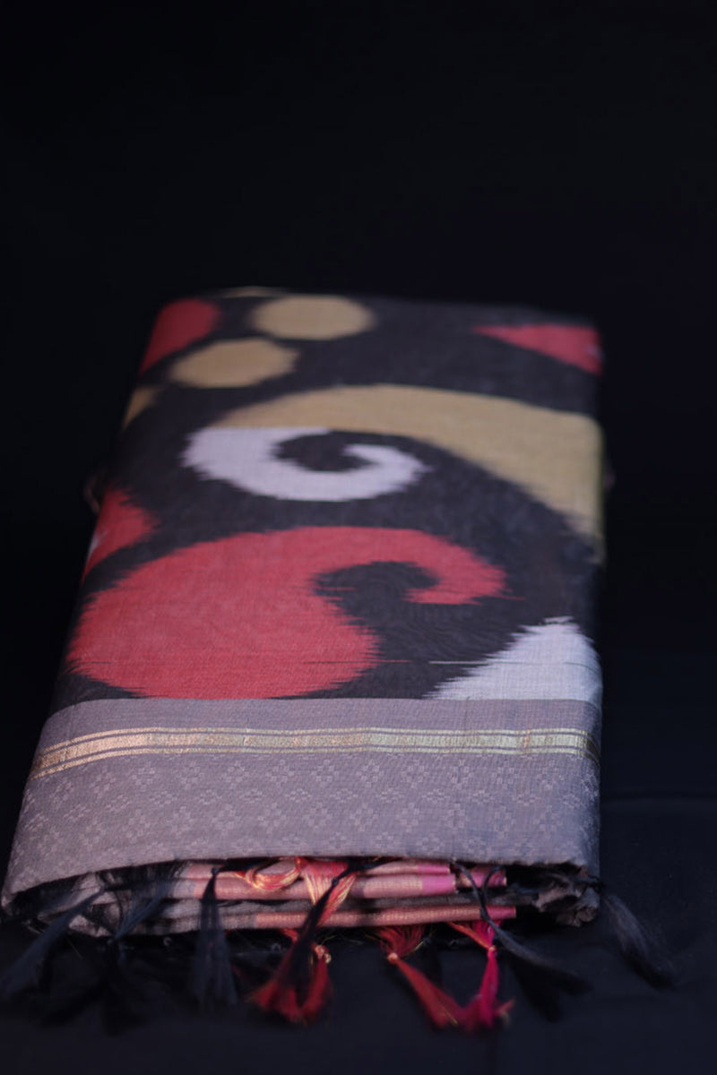 Premium Soft Cotton Saree With Pochampally Pallu & Zari Border