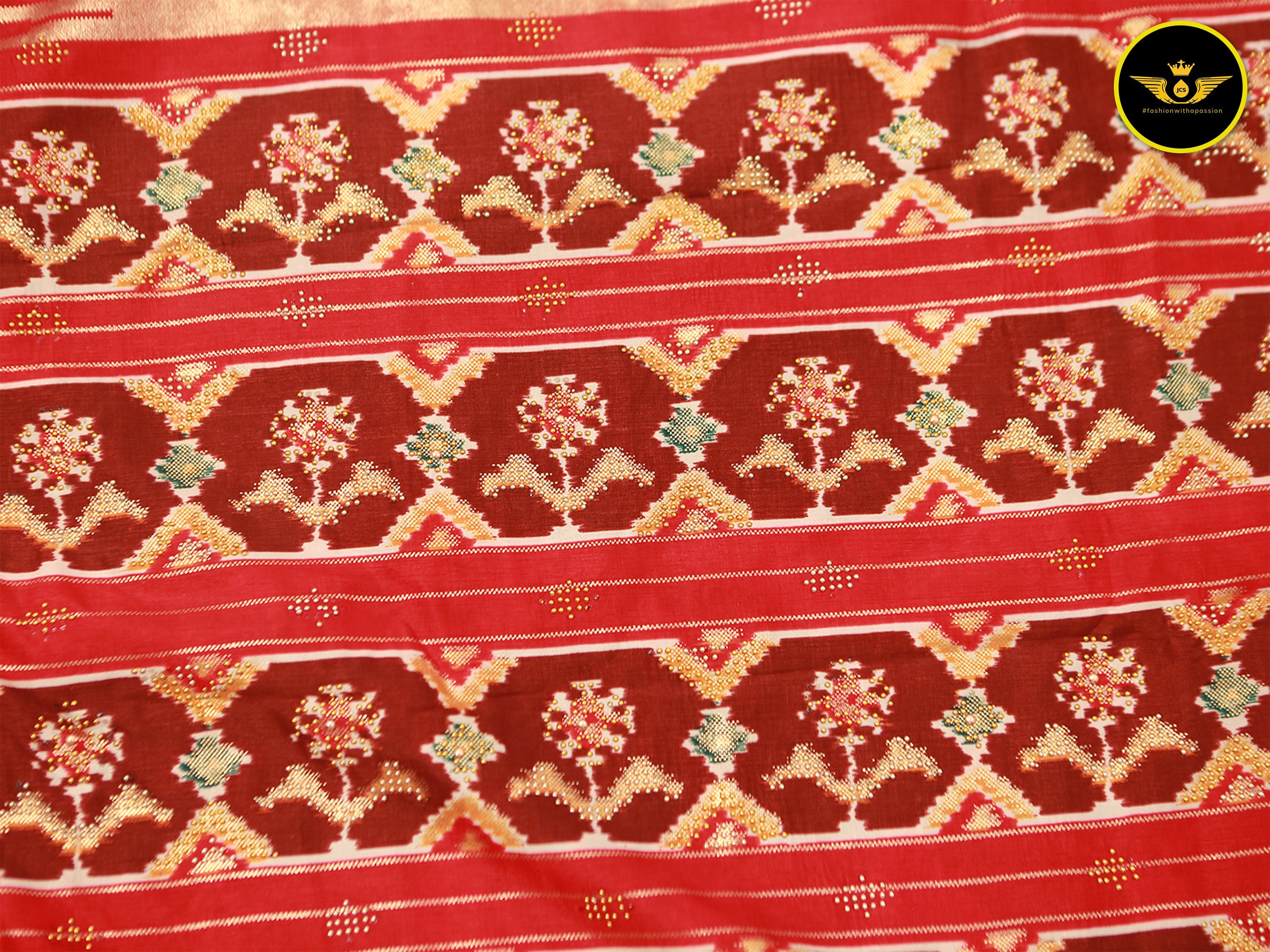 Exquisite Twill Ikkat Patola Silk Sarees with Contrast Borders Saree JCS Fashions