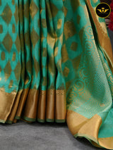 Turquoise Green Color Chanderi Silk Saree With Lace Work Blouse