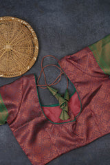 Royal Banarasi Tissue Saree with Green Border - Elegance Meets Comfort
